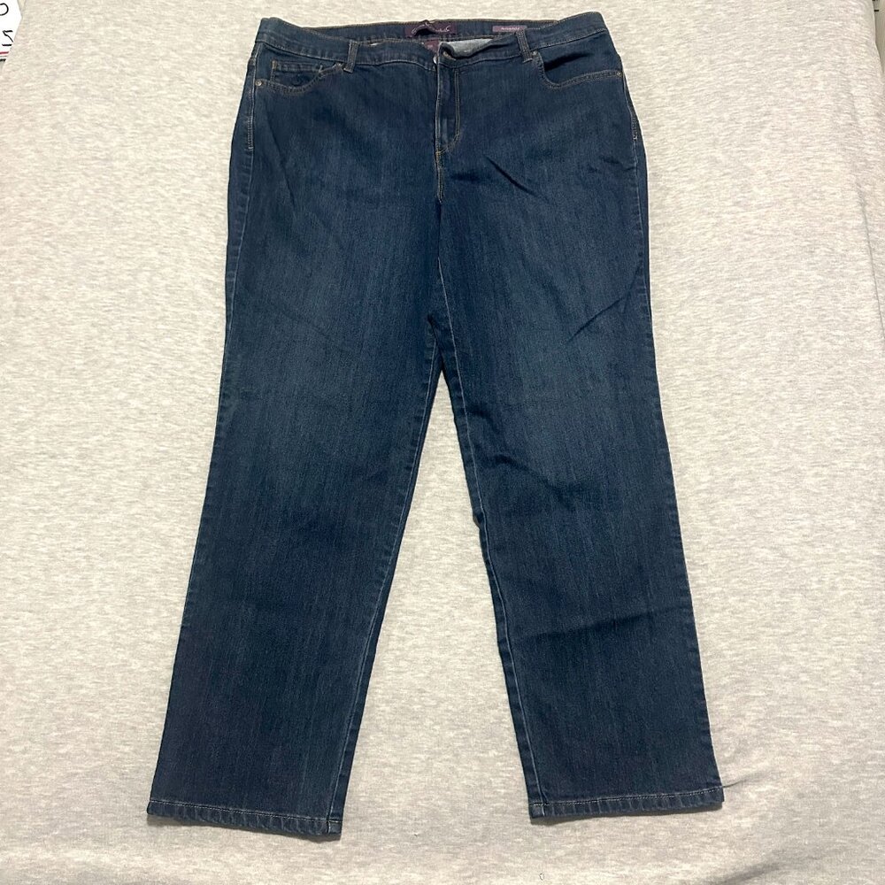 Gloria Vanderbilt Amanda Jeans Womens Sze 18W 40x30) Dark Blue Denim Straight